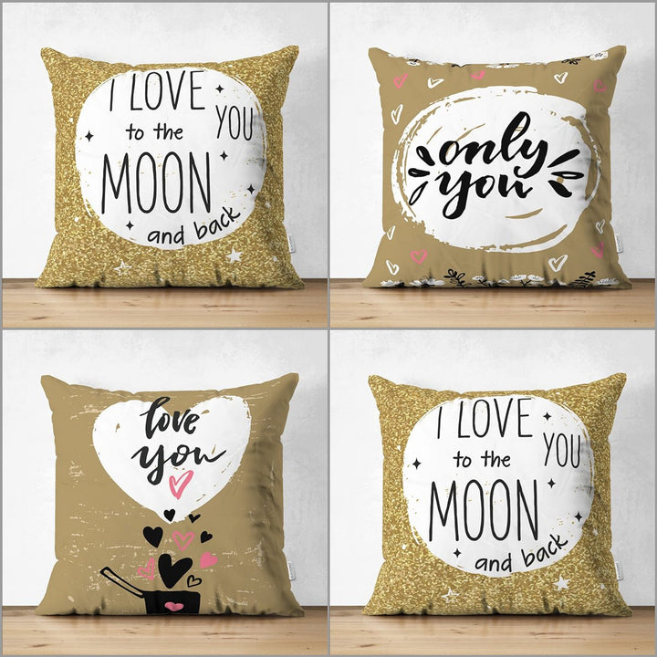 Love Throw Pillow Cover|I Love You To The Moon and Back Cushion Case|Only You Pillowcase|Valentine's Day Cushion Cover|Valentine Pillowtop