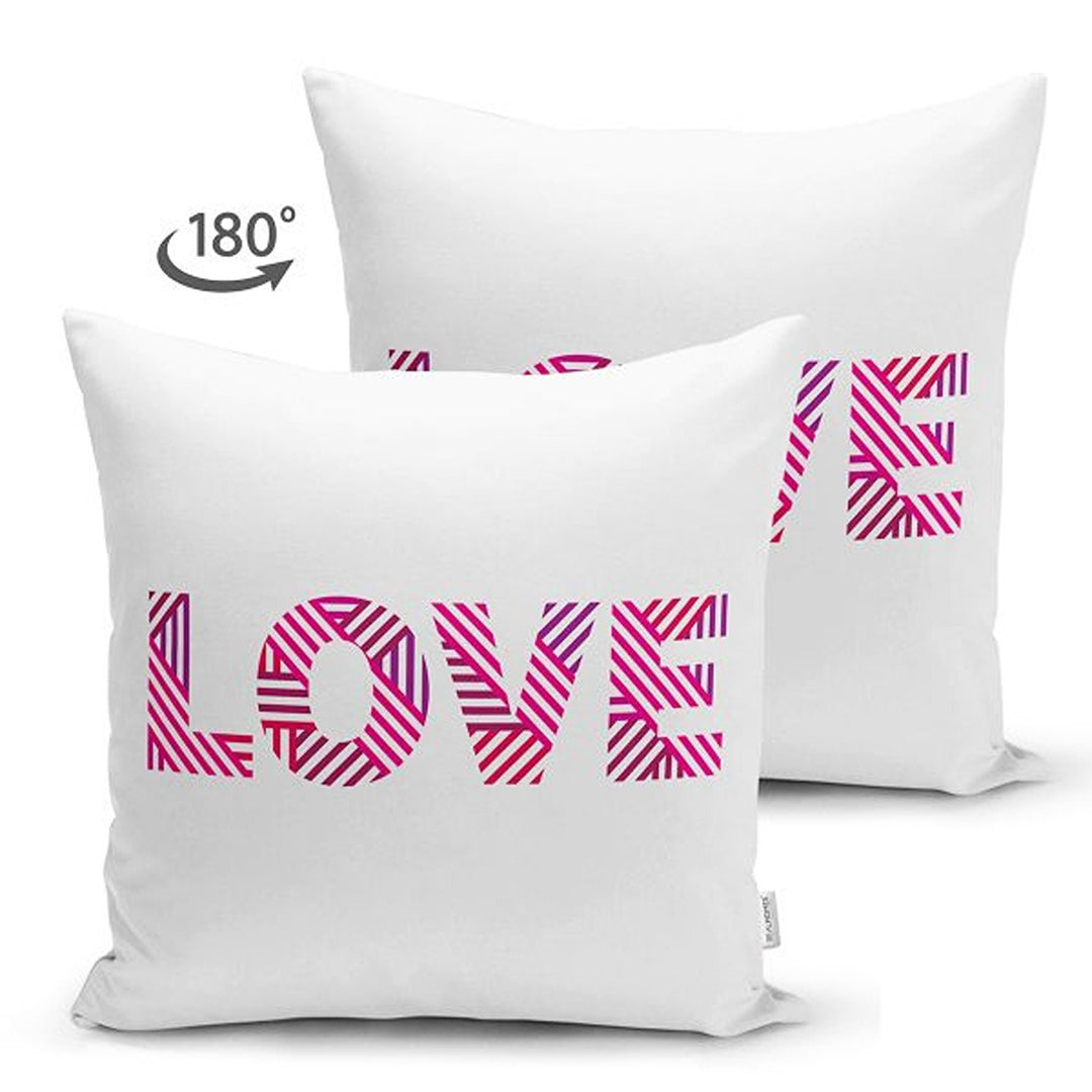 Love Pillow Cover|Happy Pillowcase|Striped Heart Pillow|Valentine's Day Gift|Love Print Cushion|Best Gift for Wife|Valentine Pillowtop