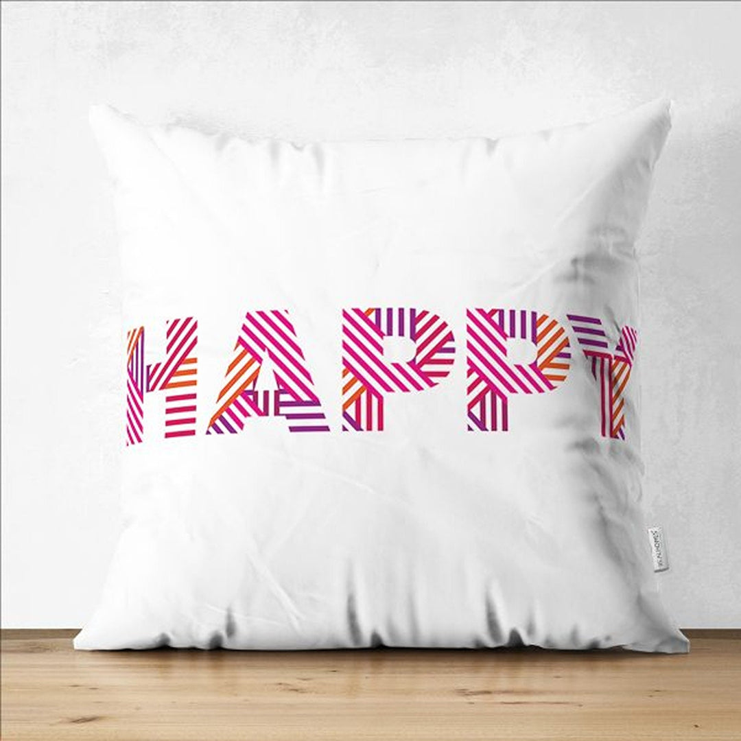 Love Pillow Cover|Happy Pillowcase|Striped Heart Pillow|Valentine's Day Gift|Love Print Cushion|Best Gift for Wife|Valentine Pillowtop