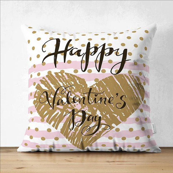 Love Pillow Cover|Happy Valentine's Day Gift|Gold Pink Pillow|Heart Cushion Case|Love Cushion Cover|Best Gift for Her|Valentine Pillowtop