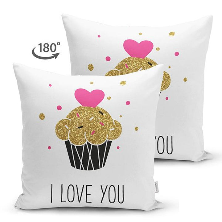 Love Pillow Cover|Gold Heart Cushion|Love is in the Air|Valentine's Day Gift|Baby Be Mine Cushion Cover|Cupcake Print Valentine Pillowtop