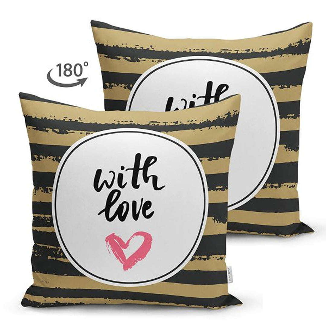 Love Pillow Cover|With Love Pillowcase|Heart Cushion Case|Valentine's Day Gift|Striped Cushion Cover|Gift for Sweetheart|Valentine Pillowtop