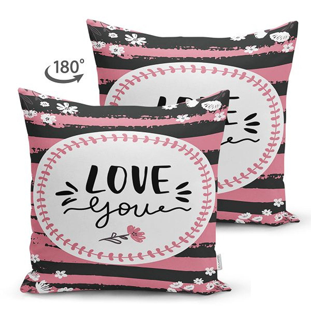 Love Pillow Cover|With Love Pillowcase|Heart Cushion Case|Valentine's Day Gift|Striped Cushion Cover|Gift for Sweetheart|Valentine Pillowtop