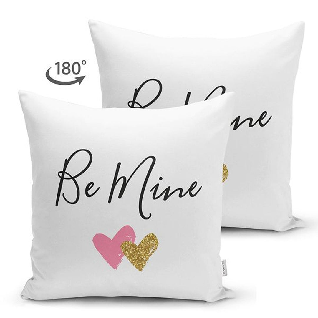 Love Pillow Cover|Love You Dear Pillowcase|Gold Heart Cushion|Hello Print Pillow|Be Mine Cushion Cover|Best Gift for Her|Valentine Pillowtop