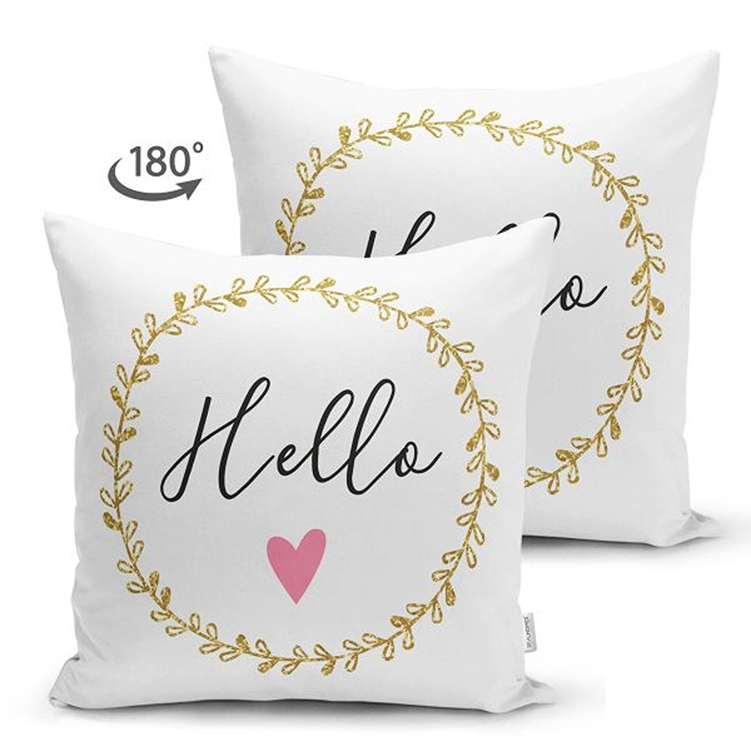 Love Pillow Cover|Love You Dear Pillowcase|Gold Heart Cushion|Hello Print Pillow|Be Mine Cushion Cover|Best Gift for Her|Valentine Pillowtop