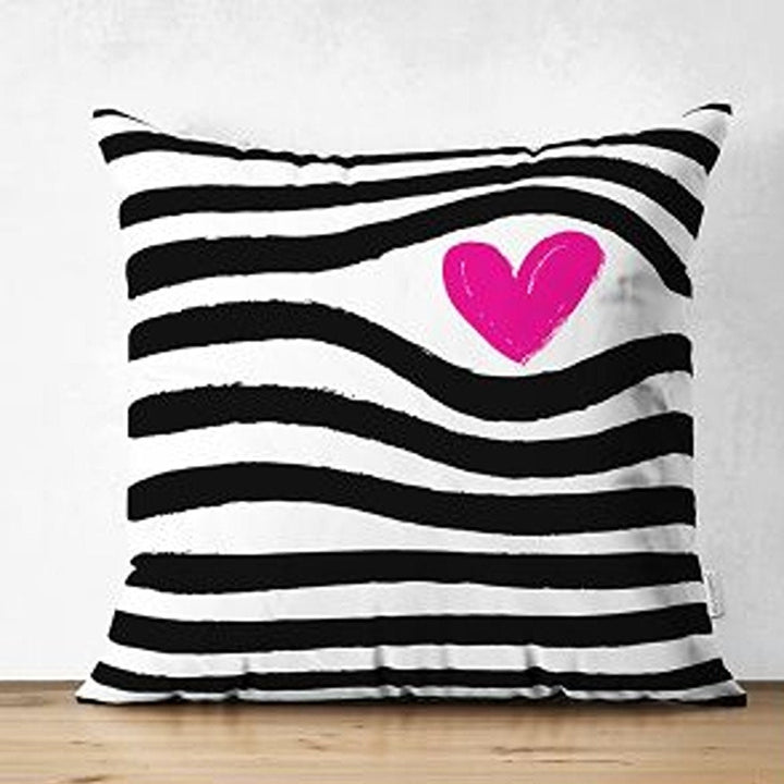 Set of 4 Valentine's Day Pillow Covers|I Love You Print Pillowcase|Pink Heart Cushion Case|Striped Romantic Pillowtop|Love Throw Pillow Case