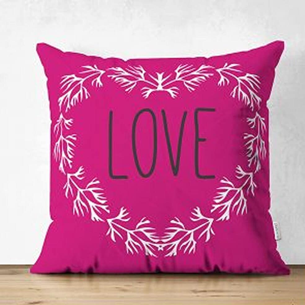 Set of 4 Valentine's Day Pillow Covers|Cupcake Print Pillowcase|Heart Cushion Case|Forever Together Print Pillowtop|Love Throw Pillow Case