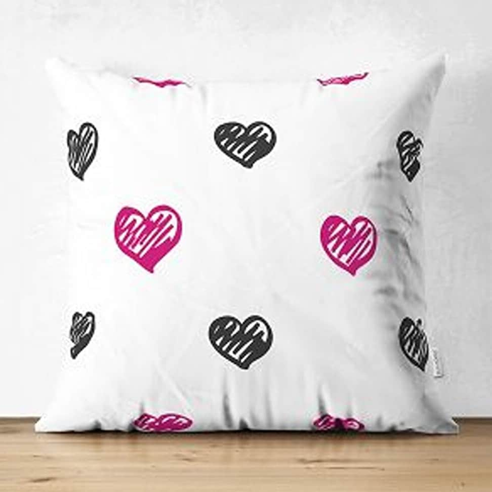 Set of 4 Valentine's Day Pillow Covers|Cupcake Print Pillowcase|Heart Cushion Case|Forever Together Print Pillowtop|Love Throw Pillow Case