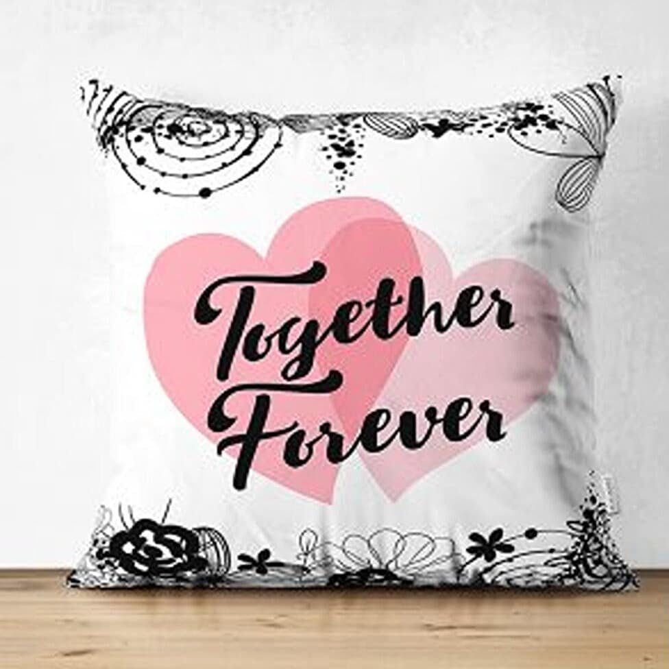 Set of 4 Valentine's Day Pillow Covers|You and Me Pillow Case|Heart Cushion Case|Together Forever Print Pillowtop|Love Throw Pillowcase