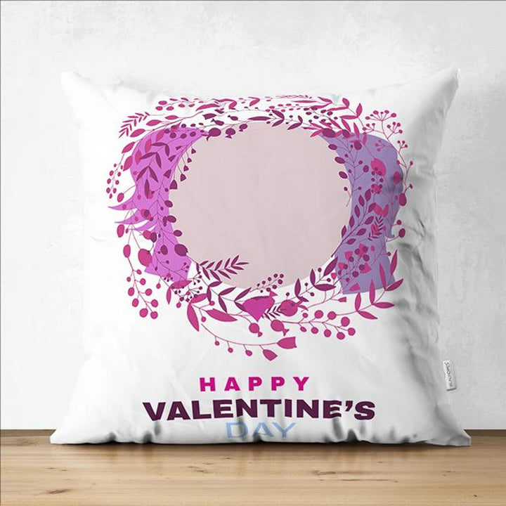 Love Pillow Cover|Happy Valentine's Day Pillow|Purple Floral Decor|Love Print Cushion Cover|Gift for February 14|Valentine Pillowtop