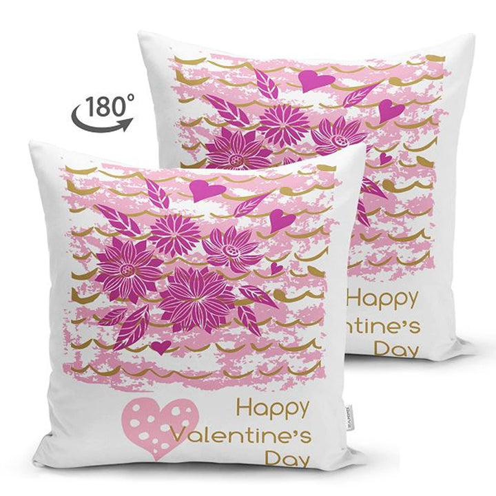 Love Pillow Cover|Happy Valentine's Day Pillow|Purple Floral Decor|Love Print Cushion Cover|Gift for February 14|Valentine Pillowtop