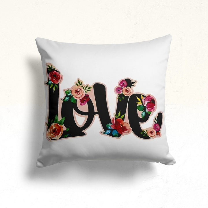 Love Throw Pillow Cover|Floral Design Valentine's Day Pillowcase|Romantic Home Decor|Love You Lots, XO Print Cushion Case|Best Gift for Her