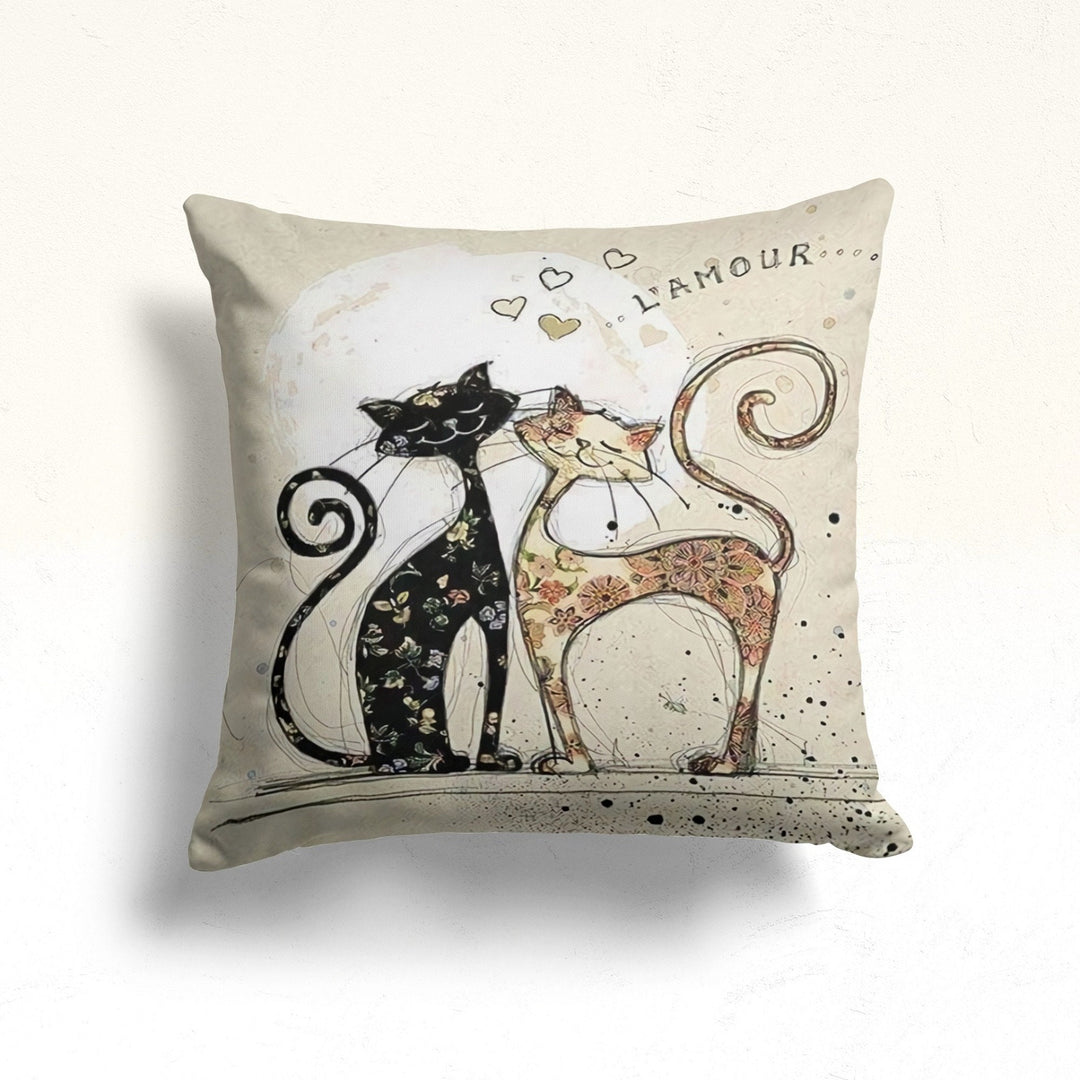 Love Throw Pillow Cover|Love Cat Cushion|Valentine's Day Pillowcase|Romantic Home Decor|I Love Us, L'amour Cushion Case|Best Gift for Her