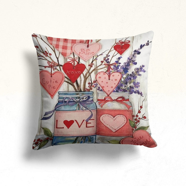 Love Throw Pillow Cover|Smile Print Valentine's Day Pillowcase|Romantic Home Decor|Floral Cushion Case|Best Gift for Wife|February 14 Pillow