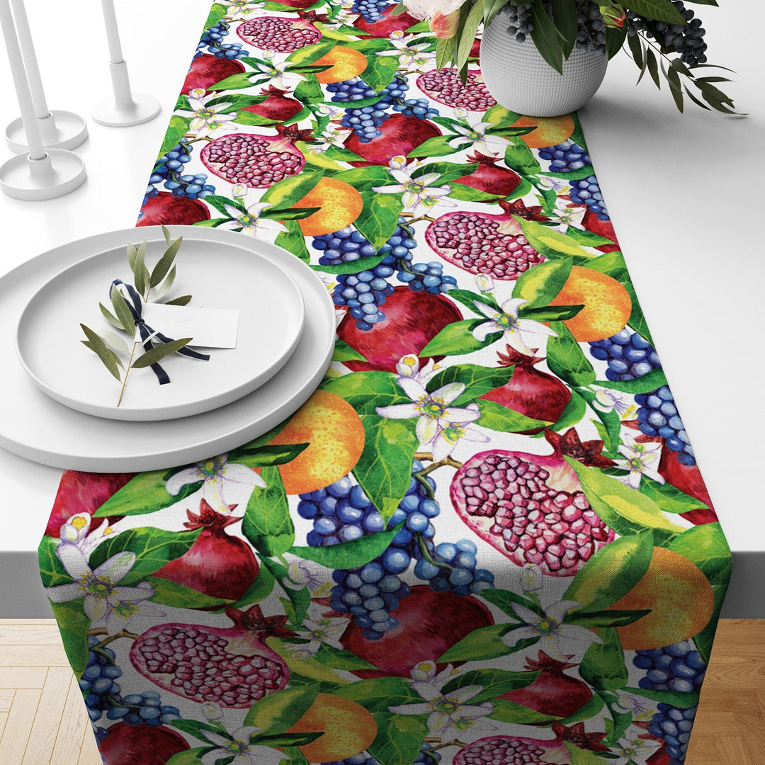 Floral Table Runner|Summer Trend Tablecloth|Fruit Home Decor|Housewarming Rectangle Runner|Farmhouse Style Decorative Floral Tabletop