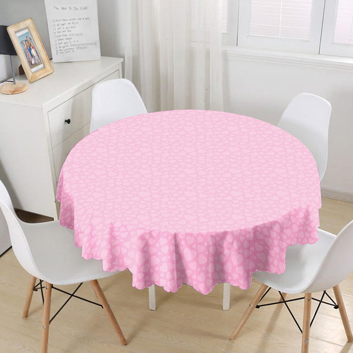 Valentine Tablecloth|Heart Print Round Table Linen|February 14 Decor|Love Tabletop|Circle Romantic Table Cover|Valentine's Day Gift for Her