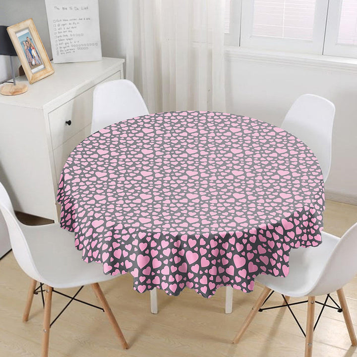 Valentine Tablecloth|Heart Print Round Table Linen|February 14 Decor|Love Tabletop|Circle Romantic Table Cover|Valentine's Day Gift for Her