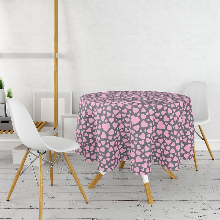 Valentine Tablecloth|Heart Print Round Table Linen|February 14 Decor|Love Tabletop|Circle Romantic Table Cover|Valentine's Day Gift for Her