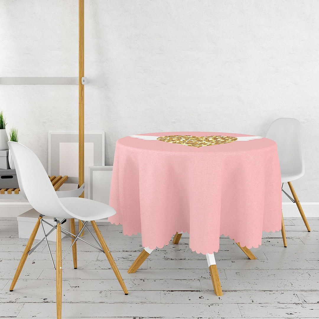 Valentine Tablecloth|Love You Tender Round Table Linen|February 14 Decor|Love is in the Air Circle Table Cover|Valentine's Day Gift for Her