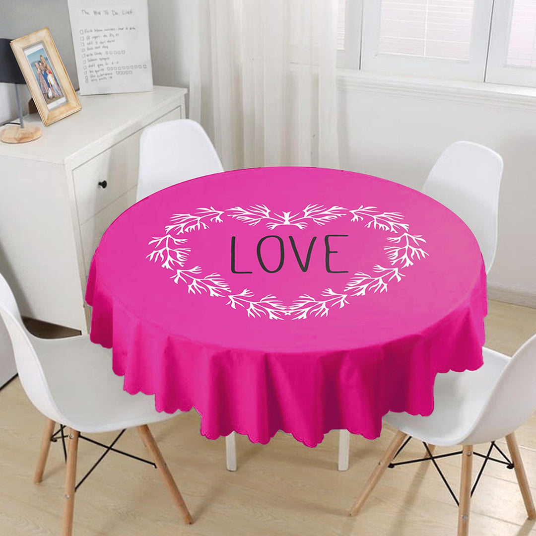 Valentine Tablecloth|Love Print Round Table Linen|February 14 Decor|Love Tabletop|Circle Romantic Table Cover|Valentine's Day Gift for Her