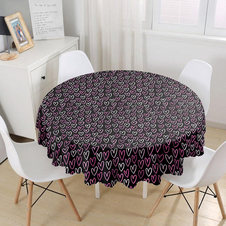 Love Tablecloth|February 14 Decor|Heart Print Round Table Linen|I Love You Tabletop|Circle Romantic Table Cover|Valentine's Day Gift for Her