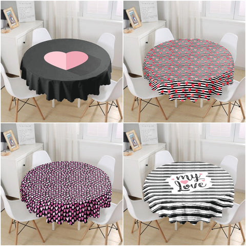 Valentine Tablecloth|Love Home Decor|Heart Print Round Table Linen|My Love Tabletop|Circle Romantic Table Cover|Valentine&