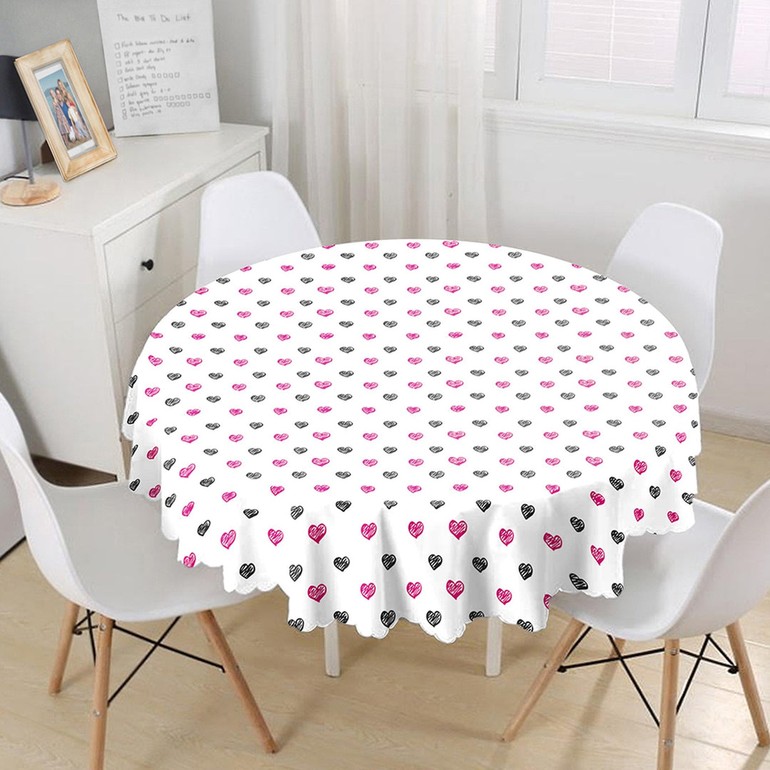 Valentine Tablecloth|Heart Print Round Table Linen|Love Home Decor|Love Circle Tabletop|Romantic Table Cover|Valentine's Day Gift for Her