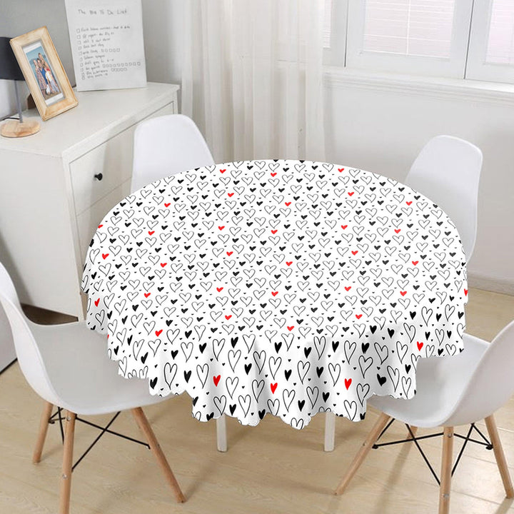 Valentine Tablecloth|Heart Print Round Table Linen|Love Home Decor|Love Circle Tabletop|Romantic Table Cover|Valentine's Day Gift for Her