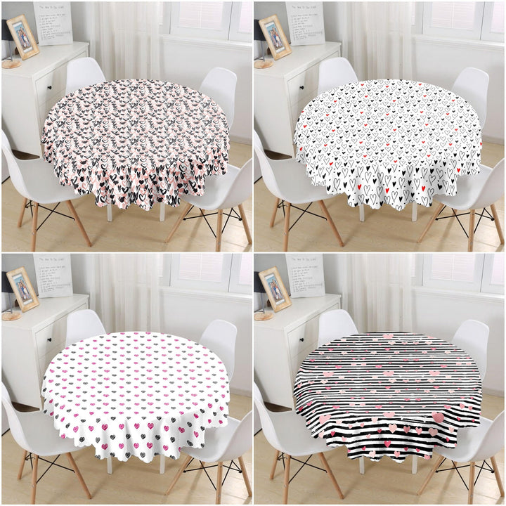 Valentine Tablecloth|Heart Print Round Table Linen|Love Home Decor|Love Circle Tabletop|Romantic Table Cover|Valentine's Day Gift for Her