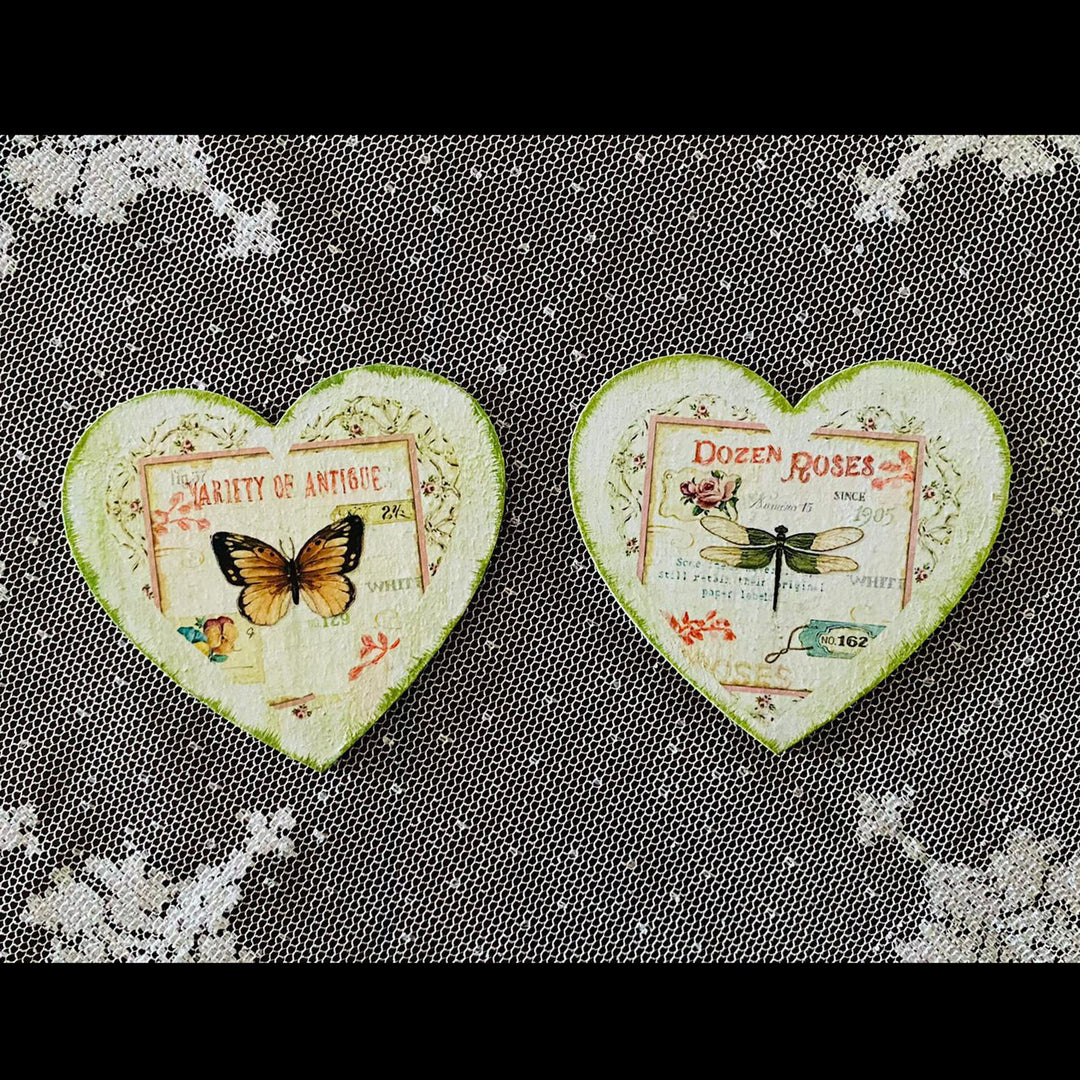 Set of 6 Love Coaster Set|Handmade Butterfly Coffee Drink Rest|Heart Shaped Tea Pad|New Home Gift For Women|Valentine's Day Coaster Set