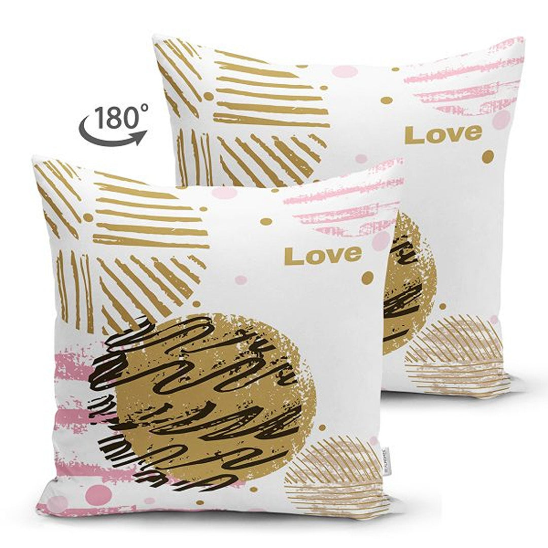 Love Pillow Cover|Happy Valentine's Day Gift|Gold Pink Pillow|Heart Cushion Case|Love Cushion Cover|Best Gift for Her|Valentine Pillowtop