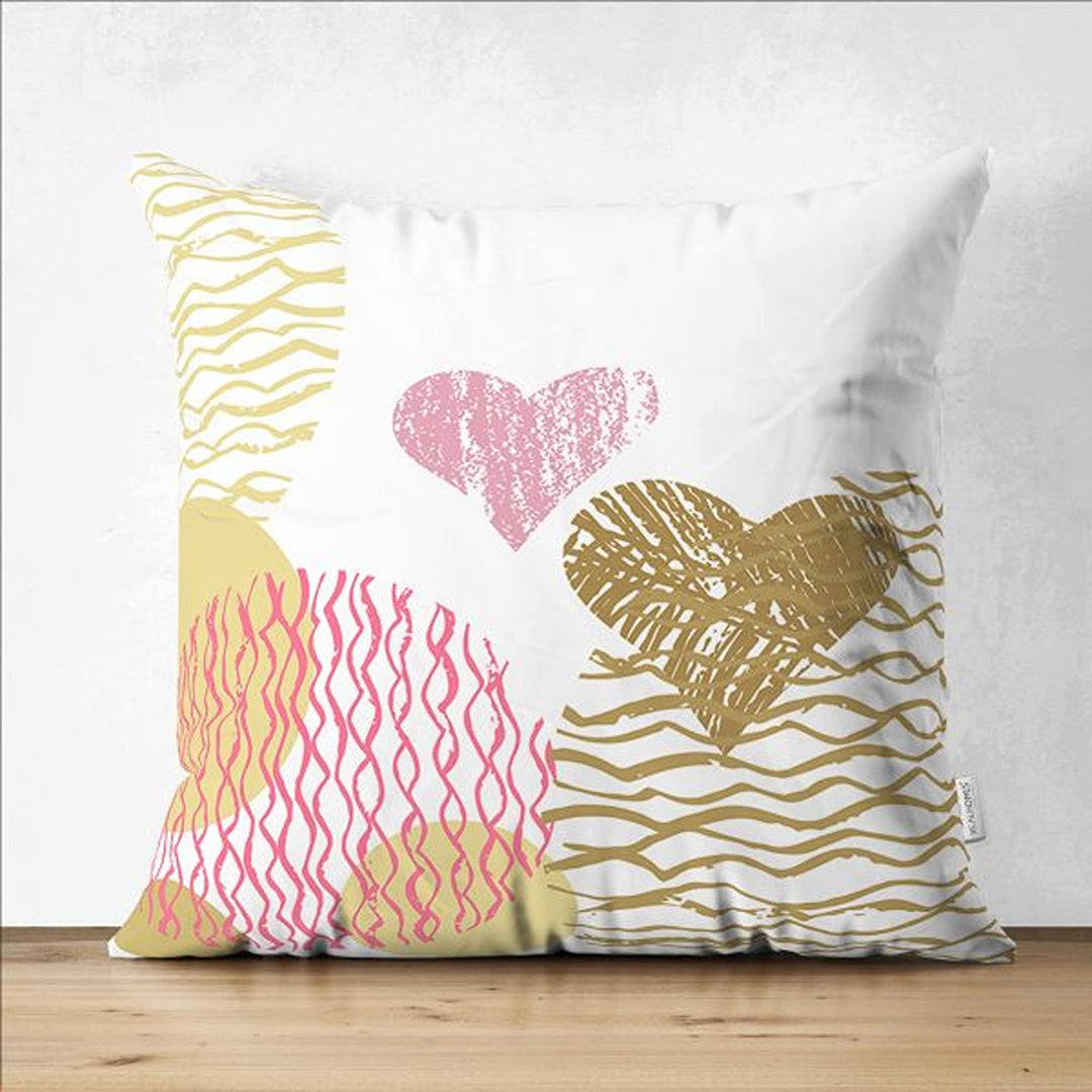 Love Pillow Cover|Happy Valentine's Day Gift|Gold Pink Pillow|Heart Cushion Case|Love Cushion Cover|Best Gift for Her|Valentine Pillowtop