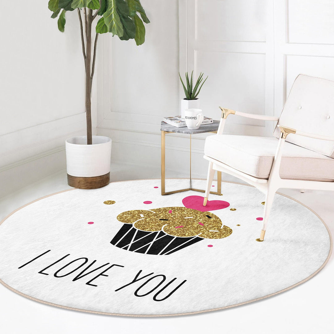 Valentine Circle Rug|Love Round Carpet|Valentine's Day Gift|Circle Non-Slip Rug|Love Themed Carpet|Romantic Home Decor|Heart Print Floor Mat