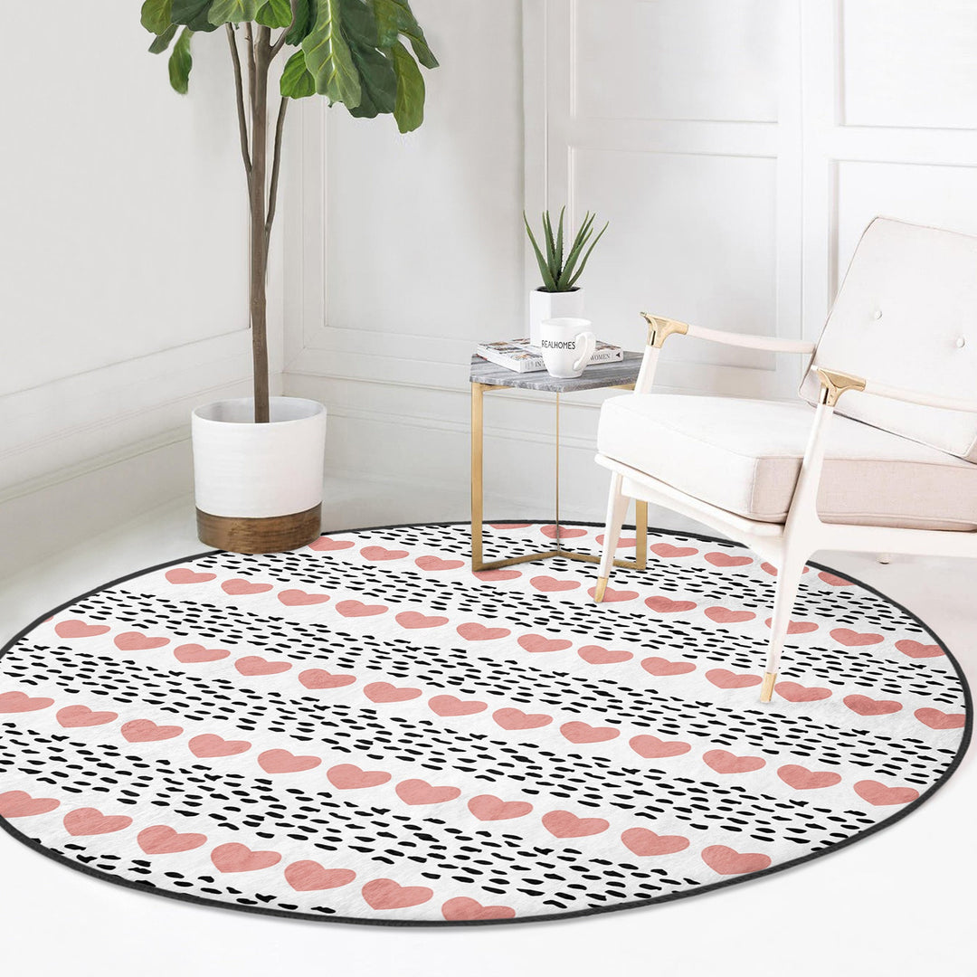 Circular Love Rug|Love Floor Covering|Arrow Print Decor|Valentine Circle Rug|Valentine's Day Gift|Circle Non-slip Rug|Circular Area Mat