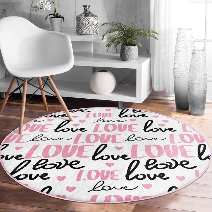 Circular Love Rug|Love Floor Covering|Arrow Print Decor|Valentine Circle Rug|Valentine's Day Gift|Circle Non-slip Rug|Circular Area Mat