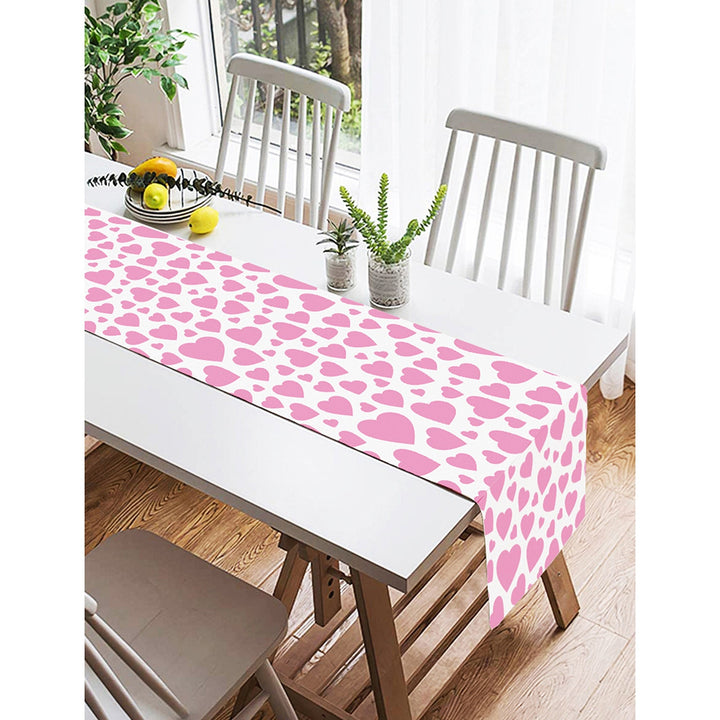 Valentine Day Table Runner|Pink Love Tabletop|February 14 Decor|Romantic Heart Print Kitchen Table Decor|Gift Tablecloth for Sweetheart