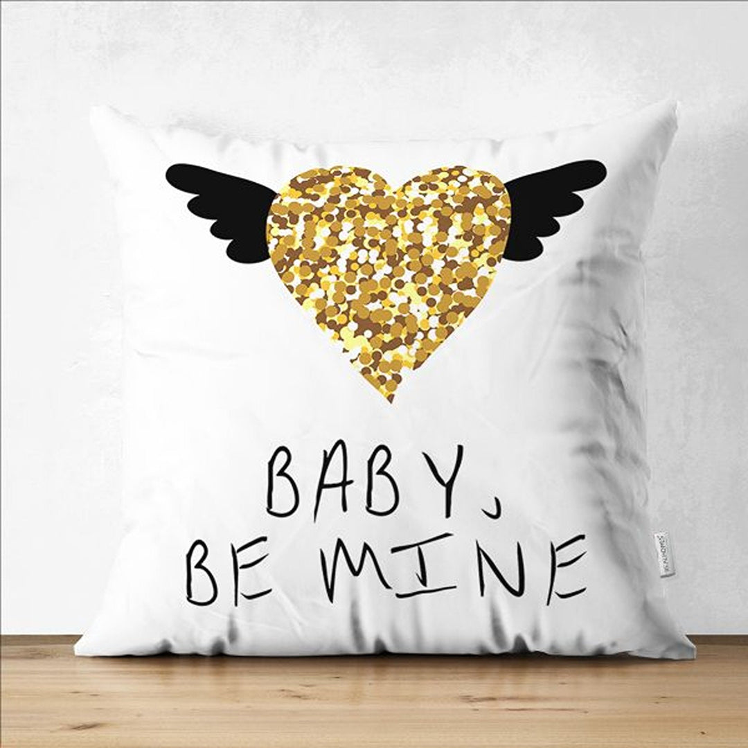 Love Pillow Cover|Gold Heart Cushion|Love is in the Air|Valentine's Day Gift|Baby Be Mine Cushion Cover|Cupcake Print Valentine Pillowtop