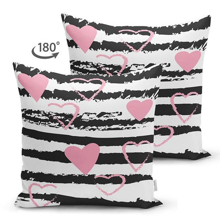 Love Pillow Cover|With Love Pillowcase|Heart Cushion Case|Valentine's Day Gift|Striped Cushion Cover|Gift for Sweetheart|Valentine Pillowtop