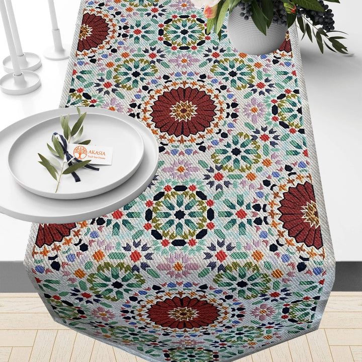 Tile Pattern Woven Tapestry Runner