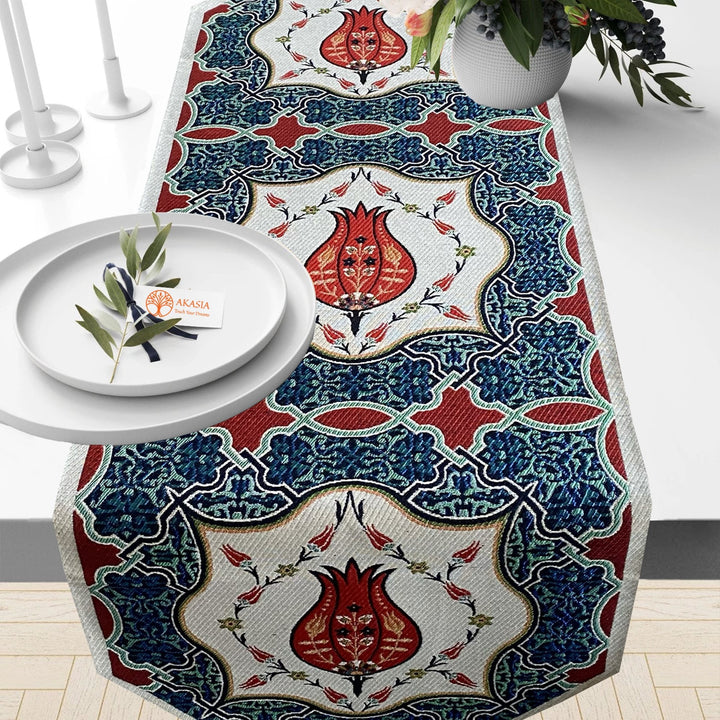 Turkish Tulip Tile Pattern Gobelin Runner