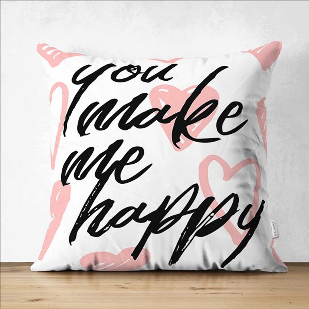 Valentine Pillow Top|Fall in Love Pillow|Romantic Pillowcase|Heart Cushion Case|Valentine's Day Gift|Love Cushion Cover|You Make Me Happy