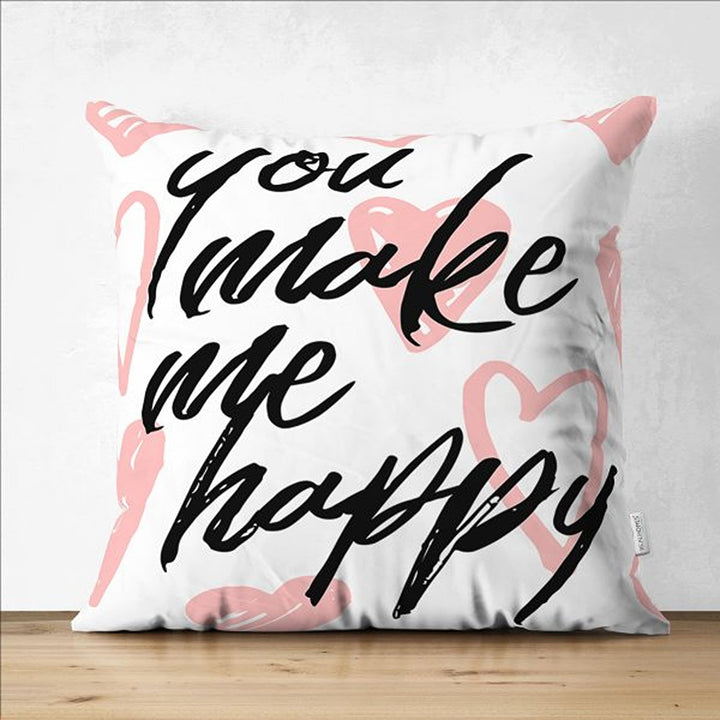 Valentine Pillow Top|Fall in Love Pillow|Romantic Pillowcase|Heart Cushion Case|Valentine's Day Gift|Love Cushion Cover|You Make Me Happy