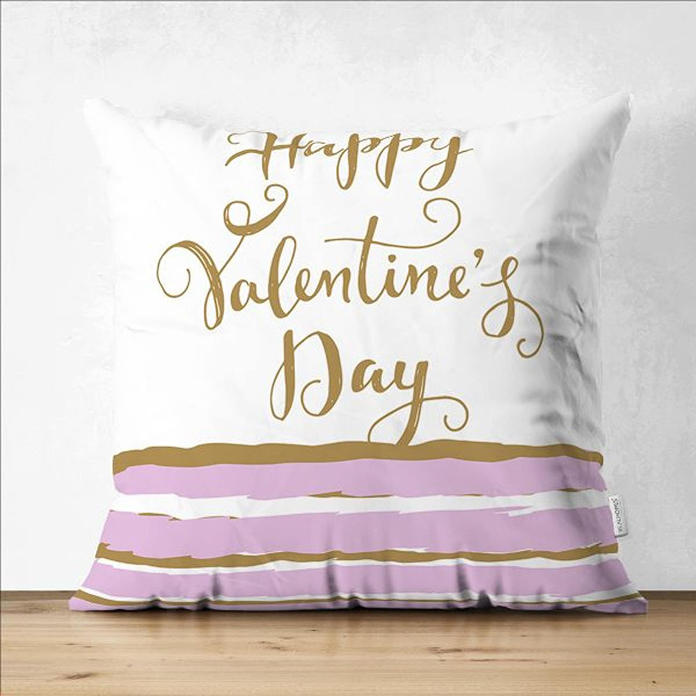 Love Pillow Cover|Happy Valentine's Day Pillow|Purple Floral Decor|Love Print Cushion Cover|Gift for February 14|Valentine Pillowtop