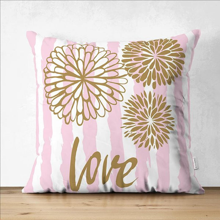 Love Pillow Cover|Happy Valentine's Day Pillow|Purple Floral Decor|Love Print Cushion Cover|Gift for February 14|Valentine Pillowtop