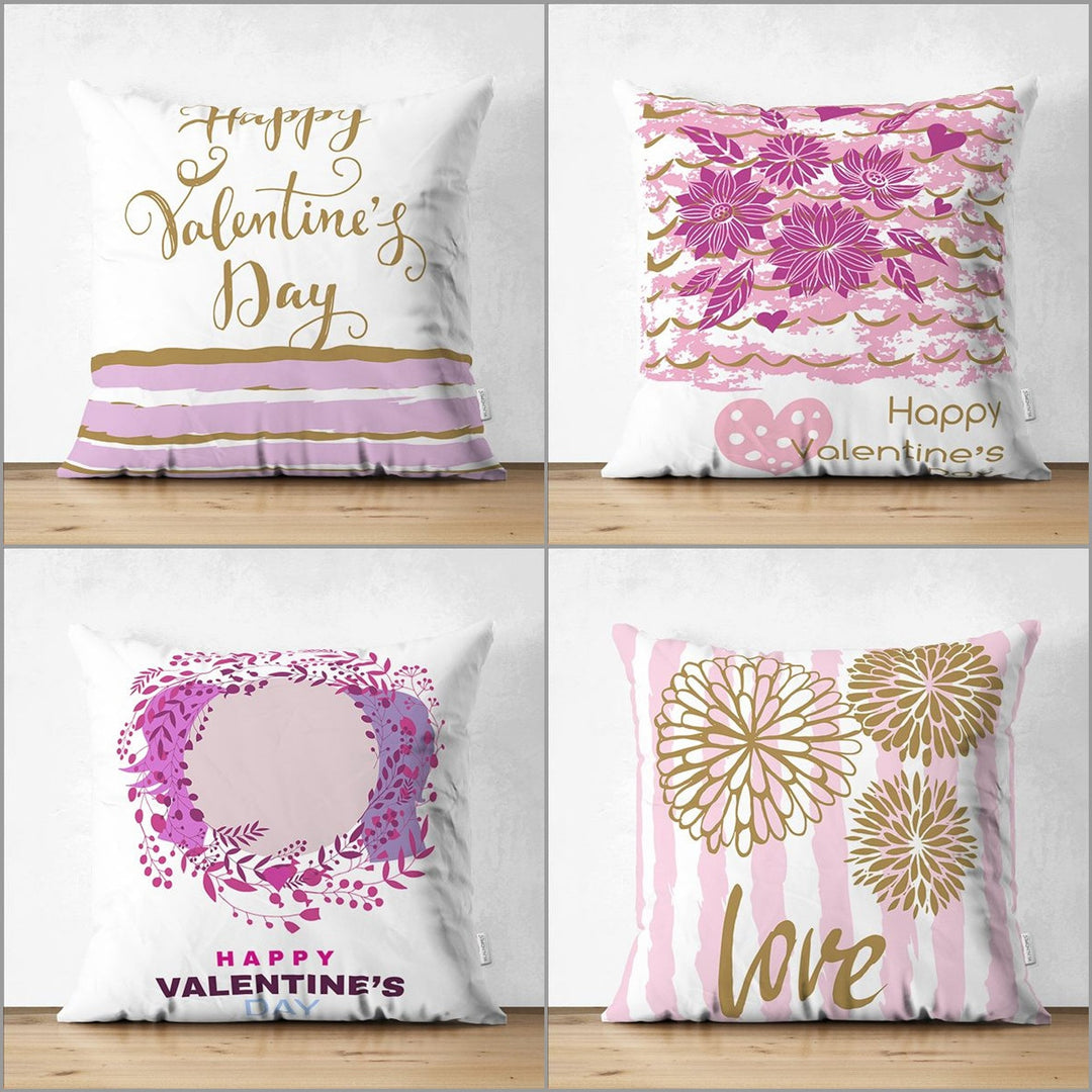 Love Pillow Cover|Happy Valentine's Day Pillow|Purple Floral Decor|Love Print Cushion Cover|Gift for February 14|Valentine Pillowtop