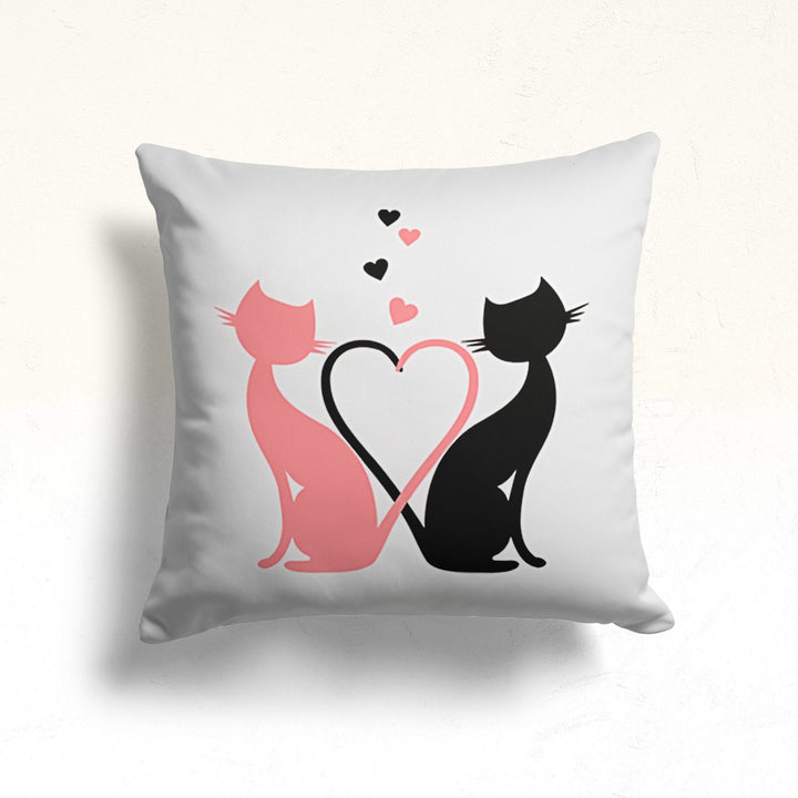 Love Throw Pillow Cover|Love Cat Cushion|Valentine's Day Pillowcase|Romantic Home Decor|I Love Us, L'amour Cushion Case|Best Gift for Her