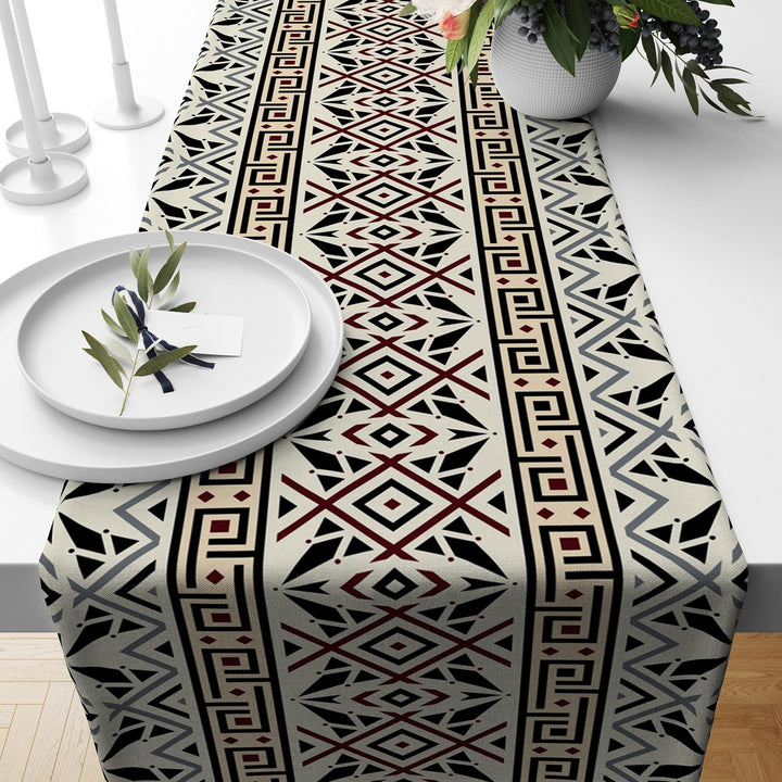 Rug Design Runner|Southwestern Table Top|Aztec Print Rustic Home Decor|Authentic Nordic Tabletop|Farmhouse Style Geometric Tablecloth