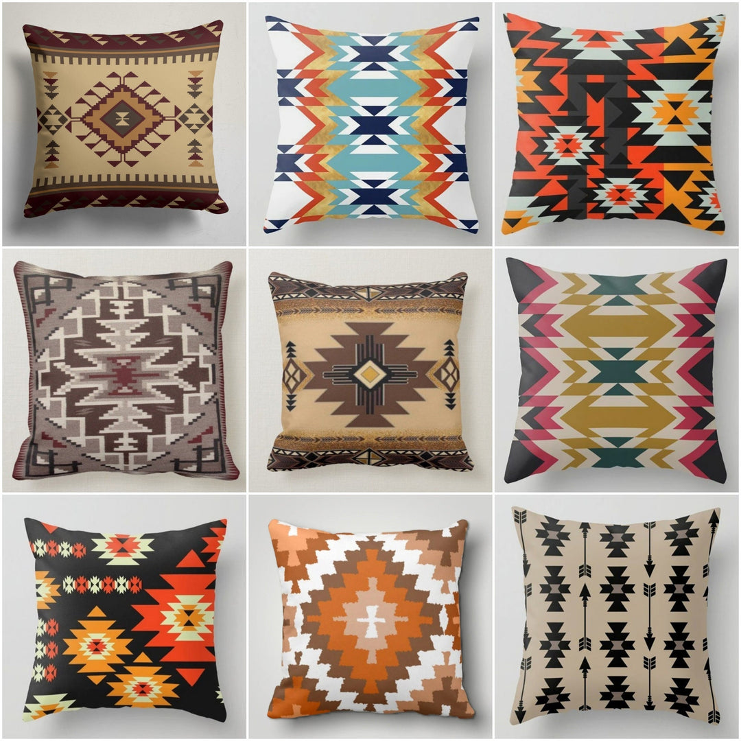 Rug Pillowtop|Ethnic Decoration|Aztec Pillowcase|Rug Pillow Case|Decorative Cushion|Geometric Cushion|Brick Color Case|Native American Decor