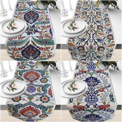 Tulip Tile Pattern Tapestry Table Runner