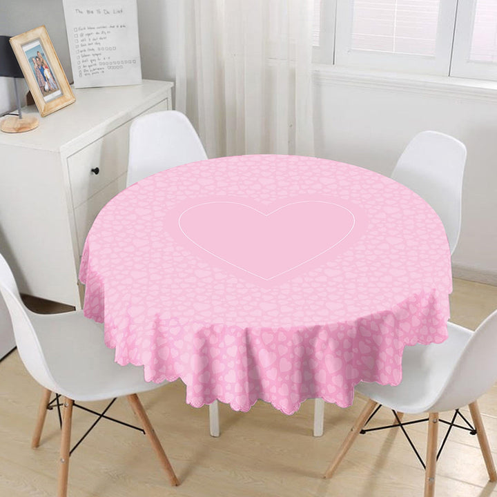 Valentine Tablecloth|Heart Print Round Table Linen|February 14 Decor|Love Tabletop|Circle Romantic Table Cover|Valentine's Day Gift for Her